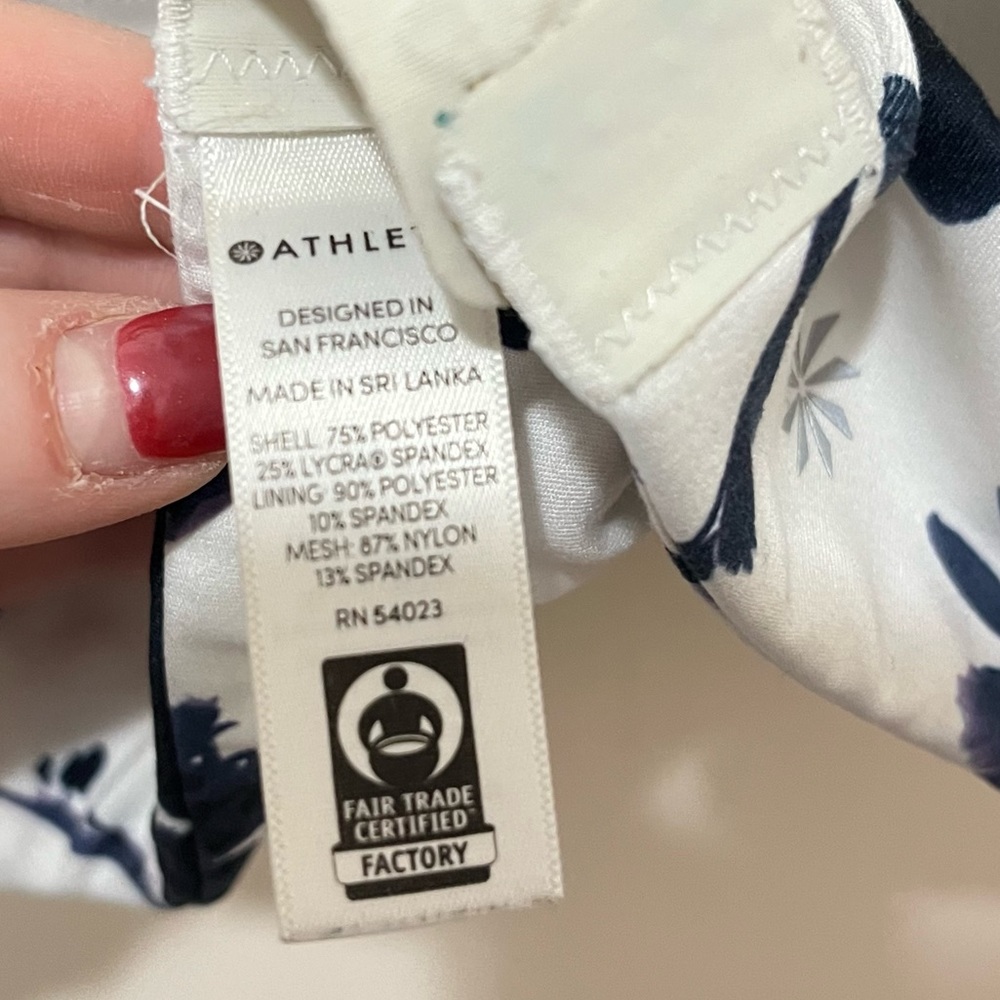 ATHLETA SPORTS BRA WHITE WATER FLOWER HIGH NECK SMALL - Picture 12 of 12